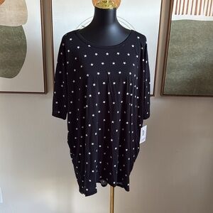 LuLaRoe Black Tee with White Star Pattern